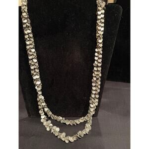 Lot of 3 glam boho statement necklaces in a silver tone - Multi chain and fringe